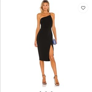 Lovers + friends lazo midi dress in black